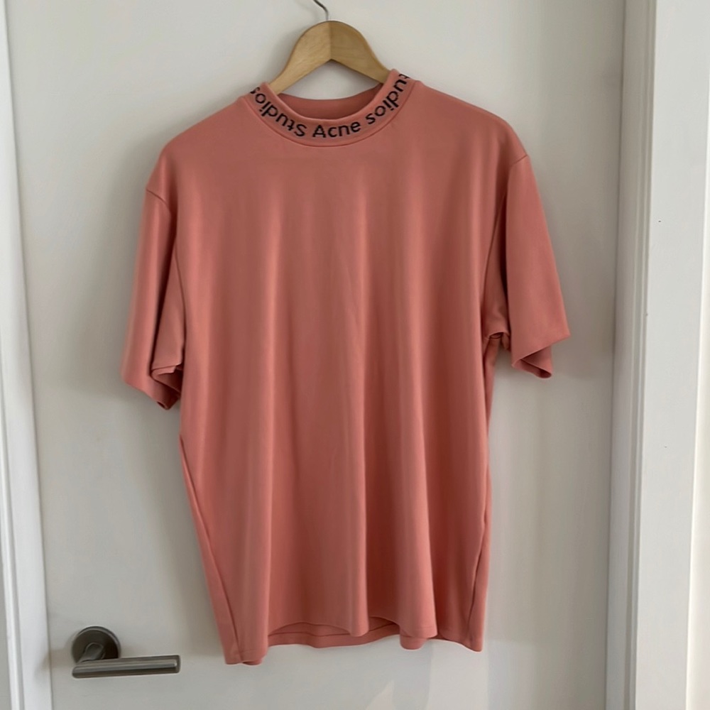 Acne Studios Pink Logo Collar T-Shirt